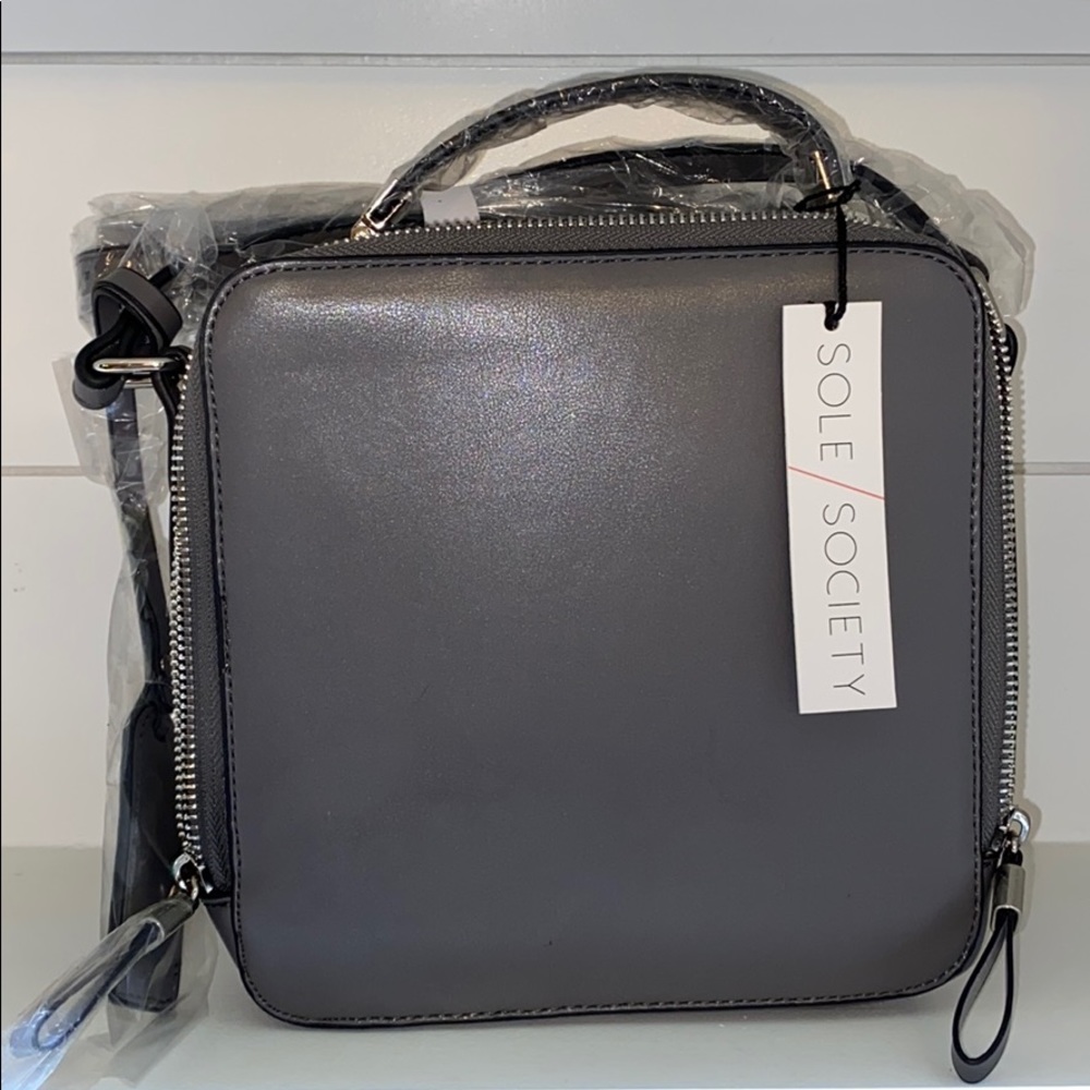 Gray Sole Society Nycky Faux Leather Crossbody Bag